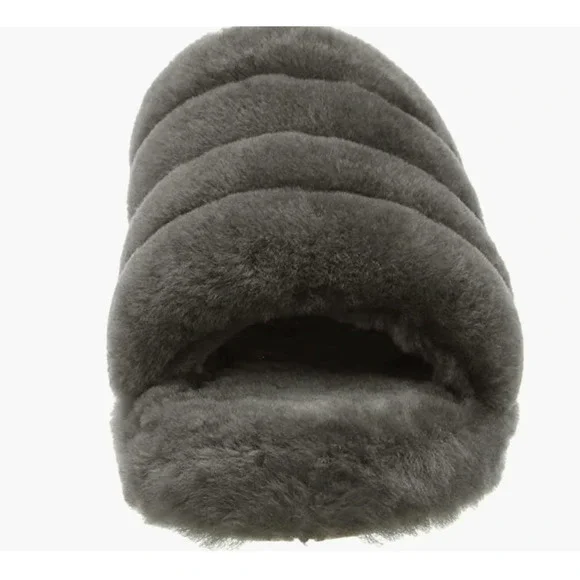 NIB UGG Women's Fluff Yeah Slide Slipper Charcoal Gray - Picture 2 of 5